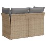 2-seater garden sofa with cushions, beige synthetic rattan by , Outdoor sofas - Ref: Foro24-366102, Price: 156,92 €, Discount: %