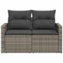 Garden sofa with cushions 2 seater gray synthetic rattan by , Outdoor sofas - Ref: Foro24-366123, Price: 158,92 €, Discount: %