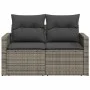 Gartensofa mit Kissen, 2-Sitzer, graues synthetisches Rattan von , Outdoor-Sofas - Ref: Foro24-366123, Preis: 156,37 €, Rabat...