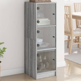 Sideboard mit Glastüren in Sonoma-Grau, 35 x 37 x 109 cm von , Sideboards - Ref: Foro24-836390, Preis: 83,84 €, Rabatt: %
