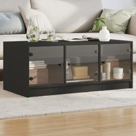 Coffee table with black glass doors 102x50x42 cm by , Coffee table - Ref: Foro24-836414, Price: 79,07 €, Discount: %