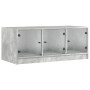 Mesa de centro con puertas de vidrio grs hormigón 102x50x42 cm de , Mesas de centro - Ref: Foro24-836416, Precio: 78,67 €