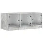 Mesa de centro con puertas de vidrio grs hormigón 102x50x42 cm de , Mesas de centro - Ref: Foro24-836416, Precio: 77,79 €, De...