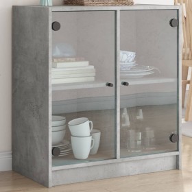 Auxiliary cupboard with concrete gray glass doors 68x37x75.5 cm by , Sideboards - Ref: Foro24-836423, Price: 69,53 €, Discoun...