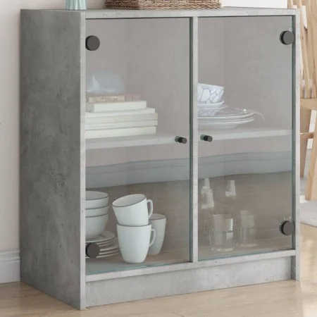 Armario auxiliar puertas de vidrio gris hormigón 68x37x75,5 cm de , Aparadores - Ref: Foro24-836423, Precio: 68,68 €, Descuen...