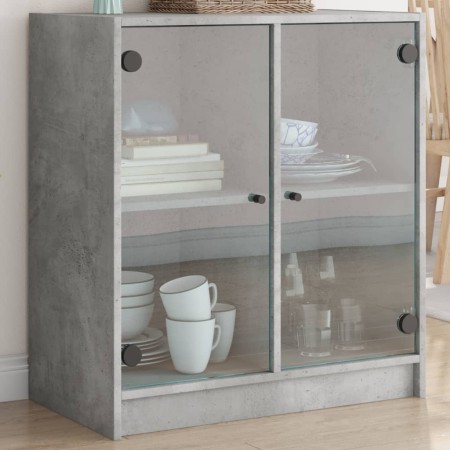 Beistellschrank mit betongrauen Glastüren 68x37x75,5 cm von , Sideboards - Ref: Foro24-836423, Preis: 69,53 €, Rabatt: %