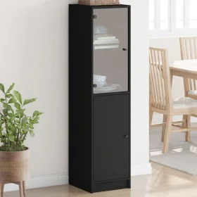 Sideboard with black glass door 35x37x142 cm by , Sideboards - Ref: Foro24-836442, Price: 88,15 €, Discount: %