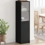 Aparador con puerta de vidrio negro 35x37x142 cm de , Aparadores - Ref: Foro24-836442, Precio: 87,93 €, Descuento: %