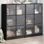 Black engineered wood shelving unit with doors 136x37x109 cm by , Bookcases and shelves - Ref: Foro24-3206511, Price: 227,18 ...