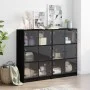 Black engineered wood shelving unit with doors 136x37x109 cm by , Bookcases and shelves - Ref: Foro24-3206511, Price: 227,18 ...