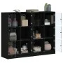 Black engineered wood shelving unit with doors 136x37x109 cm by , Bookcases and shelves - Ref: Foro24-3206511, Price: 227,18 ...