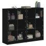 Black engineered wood shelving unit with doors 136x37x109 cm by , Bookcases and shelves - Ref: Foro24-3206511, Price: 227,18 ...