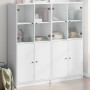 Black engineered wood shelving unit with doors 136x37x142 cm by , Bookcases and shelves - Ref: Foro24-3206524, Price: 238,52 ...