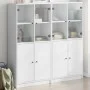Black engineered wood shelving unit with doors 136x37x142 cm by , Bookcases and shelves - Ref: Foro24-3206524, Price: 236,06 ...