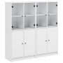Black engineered wood shelving unit with doors 136x37x142 cm by , Bookcases and shelves - Ref: Foro24-3206524, Price: 238,52 ...