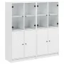 Black engineered wood shelving unit with doors 136x37x142 cm by , Bookcases and shelves - Ref: Foro24-3206524, Price: 236,06 ...
