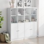 Black engineered wood shelving unit with doors 136x37x142 cm by , Bookcases and shelves - Ref: Foro24-3206524, Price: 238,52 ...
