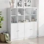 Black engineered wood shelving unit with doors 136x37x142 cm by , Bookcases and shelves - Ref: Foro24-3206524, Price: 236,06 ...