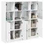 Black engineered wood shelving unit with doors 136x37x142 cm by , Bookcases and shelves - Ref: Foro24-3206524, Price: 236,06 ...