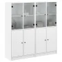 Black engineered wood shelving unit with doors 136x37x142 cm by , Bookcases and shelves - Ref: Foro24-3206524, Price: 236,06 ...