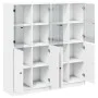 Black engineered wood shelving unit with doors 136x37x142 cm by , Bookcases and shelves - Ref: Foro24-3206524, Price: 236,06 ...
