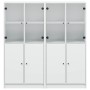 Black engineered wood shelving unit with doors 136x37x142 cm by , Bookcases and shelves - Ref: Foro24-3206524, Price: 238,52 ...