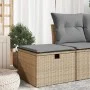 Taburete de jardín con cojín ratán sintético beige 55x55x37cm de , Otomanas de exterior - Ref: Foro24-366091, Precio: 59,68 €...