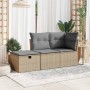 Gartenhocker mit beigem synthetischem Rattankissen 55x55x37cm von , Hocker für den Außenbereich - Ref: Foro24-366091, Preis: ...