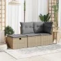 Gartenhocker mit beigem synthetischem Rattankissen 55x55x37cm von , Hocker für den Außenbereich - Ref: Foro24-366091, Preis: ...