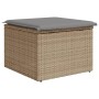 Gartenhocker mit beigem synthetischem Rattankissen 55x55x37cm von , Hocker für den Außenbereich - Ref: Foro24-366091, Preis: ...