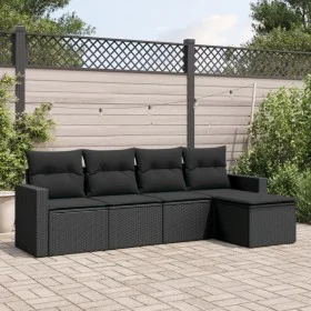 5-piece garden furniture set and black synthetic rattan cushions by , Modular outdoor sofas - Ref: Foro24-3251222, Price: 337...