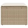 Garden stool with beige synthetic rattan cushion 55x55x37cm by , Outdoor ottomans - Ref: Foro24-366055, Price: 58,14 €, Disco...