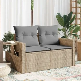 2-seater garden sofa with cushions, beige synthetic rattan by , Outdoor sofas - Ref: Foro24-366106, Price: 190,39 €, Discount: %