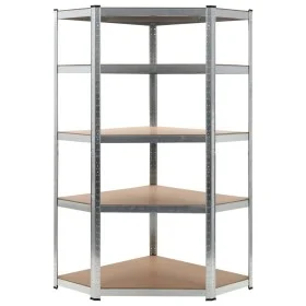 5-stöckiges Eckregal aus Sperrholz und silbernem Stahl von vidaXL, Industrieregale - Ref: Foro24-144264, Preis: 80,13 €, Raba...