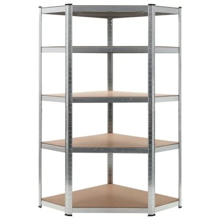 5-stöckiges Eckregal aus Sperrholz und silbernem Stahl von vidaXL, Industrieregale - Ref: Foro24-144264, Preis: 80,03 €, Raba...