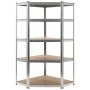 5-stöckiges Eckregal aus Sperrholz und silbernem Stahl von vidaXL, Industrieregale - Ref: Foro24-144264, Preis: 80,03 €, Raba...
