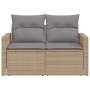 2-Sitzer-Gartensofa mit Kissen, beiges synthetisches Rattan von , Outdoor-Sofas - Ref: Foro24-366106, Preis: 194,17 €, Rabatt: %