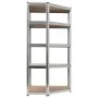 5-stöckiges Eckregal aus Sperrholz und silbernem Stahl von vidaXL, Industrieregale - Ref: Foro24-144264, Preis: 80,03 €, Raba...