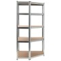 5-stöckiges Eckregal aus Sperrholz und silbernem Stahl von vidaXL, Industrieregale - Ref: Foro24-144264, Preis: 81,12 €, Raba...