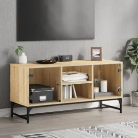 TV-Schrank mit Glastüren Sonoma-Eiche 102x37x50 cm von , TV-Möbel - Ref: Foro24-836534, Preis: 66,34 €, Rabatt: %