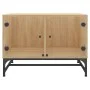 Mesa de centro con puertas de vidrio roble Sonoma 68,5x50x50 cm de , Mesas de centro - Ref: Foro24-836541, Precio: 47,92 €, D...