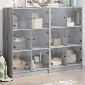 Estantería con puertas madera gris Sonoma 136x37x109 cm de , Librerías y estanterías - Ref: Foro24-3206515, Precio: 229,61 €,...