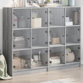 Sonoma gray wood shelf with doors 136x37x109 cm by , Bookcases and shelves - Ref: Foro24-3206515, Price: 226,84 €, Discount: %
