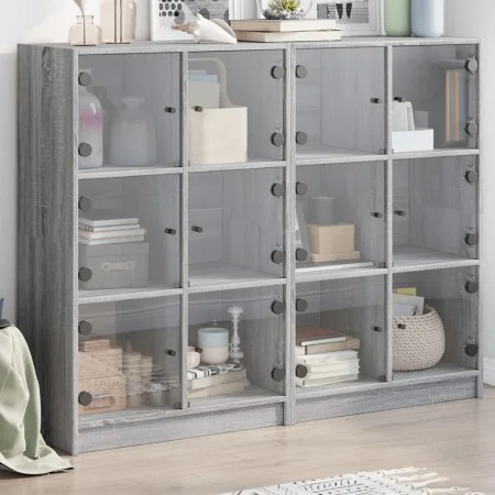 Estantería con puertas madera gris Sonoma 136x37x109 cm de , Librerías y estanterías - Ref: Foro24-3206515, Precio: 226,79 €,...
