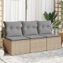 3-Sitzer-Gartensofa mit beigen synthetischen Rattankissen von , Outdoor-Sofas - Ref: Foro24-366104, Preis: 161,62 €, Rabatt: %