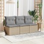 3-Sitzer-Gartensofa mit beigen synthetischen Rattankissen von , Outdoor-Sofas - Ref: Foro24-366104, Preis: 161,62 €, Rabatt: %