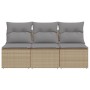 3-Sitzer-Gartensofa mit beigen synthetischen Rattankissen von , Outdoor-Sofas - Ref: Foro24-366104, Preis: 161,62 €, Rabatt: %