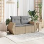 2-Sitzer-Gartensofa mit Kissen, beiges synthetisches Rattan von , Outdoor-Sofas - Ref: Foro24-366095, Preis: 163,53 €, Rabatt: %