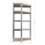 5-stöckiges Eckregal aus Sperrholz und silbernem Stahl von vidaXL, Industrieregale - Ref: Foro24-144264, Preis: 80,03 €, Raba...
