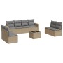 9-teiliges Gartensofa-Set mit beigen synthetischen Rattankissen von , Modulare Sofas für den Außenbereich - Ref: Foro24-32511...
